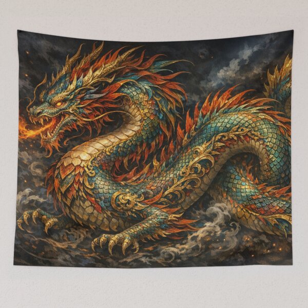 Item preview, Majestic fire dragon in the storm designed and sold by Sigtrix.