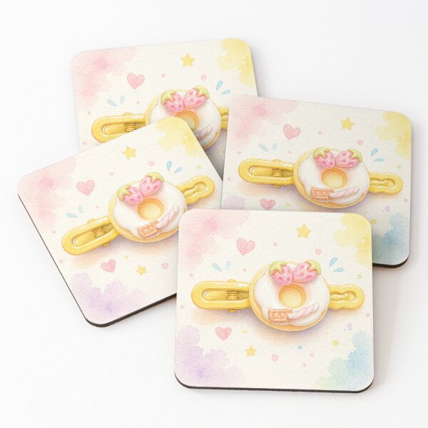 Item preview, Cute Strawberry Donut Hair Clip – Kawaii Pastel Watercolor Illustration designed and sold by Minerva92.