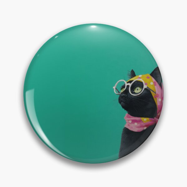 Item preview, Retro Pinup Black Cat Chic with Polka Dot Scarf and Glasses designed and sold by MysticMarble.