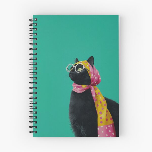 Item preview, Retro Pinup Black Cat Chic with Polka Dot Scarf and Glasses designed and sold by MysticMarble.