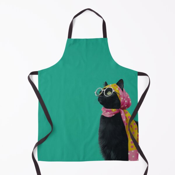 Item preview, Retro Pinup Black Cat Chic with Polka Dot Scarf and Glasses designed and sold by MysticMarble.