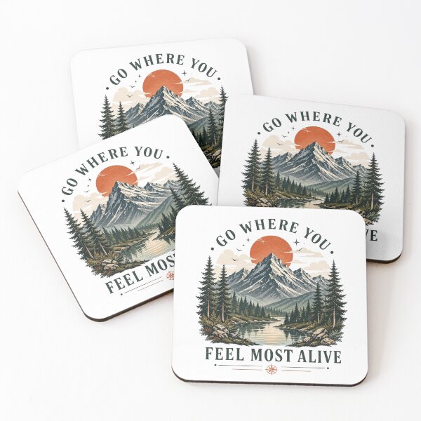 Item preview, Go Where You Feel Most Alive – Vintage Mountain Adventure T-Shirt & Sticker designed and sold by Moccroad.