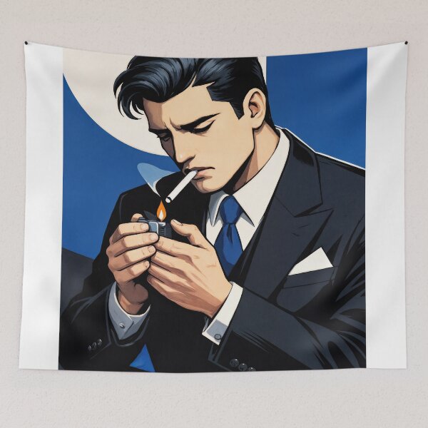 Item preview, Wall Art - Postcard - Elegance and Rebellion: Sophisticated Figure in Blue-Toned Modern Graphic Style designed and sold by ForeverPrintsOK.