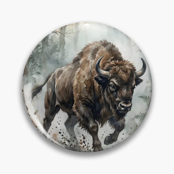 Item preview, European Bison Bos Bonasus Misty Forest Wildlife designed and sold by RubisLeaf.