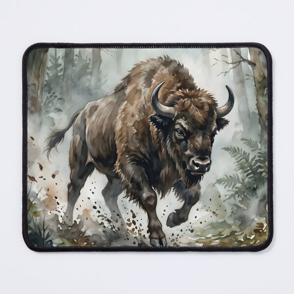 Item preview, European Bison Bos Bonasus Misty Forest Wildlife designed and sold by RubisLeaf.