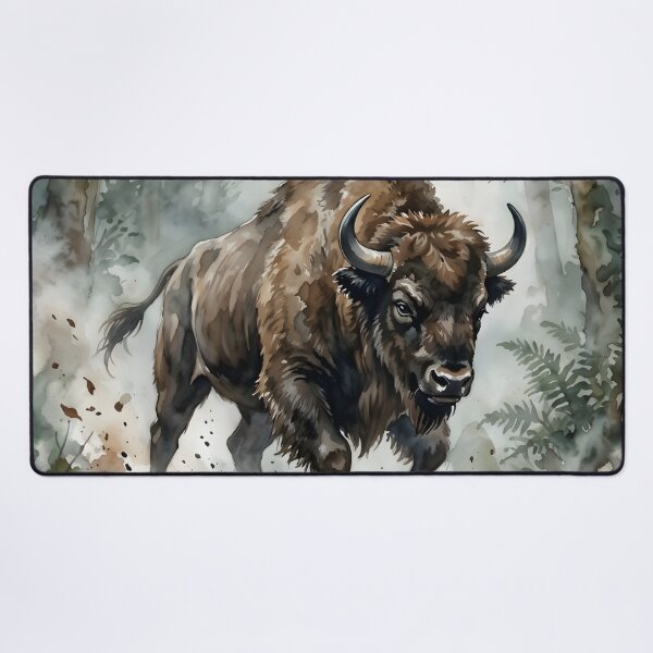 Item preview, European Bison Bos Bonasus Misty Forest Wildlife designed and sold by RubisLeaf.