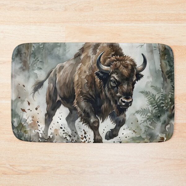 Item preview, European Bison Bos Bonasus Misty Forest Wildlife designed and sold by RubisLeaf.