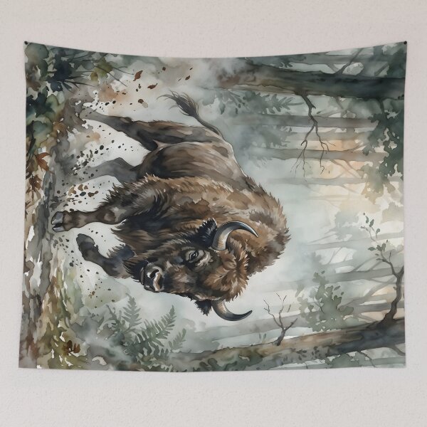 Item preview, European Bison Bos Bonasus Misty Forest Wildlife designed and sold by RubisLeaf.