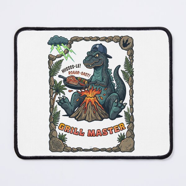 Item preview, Dinosaur Grilling Meat Over Volcano designed and sold by TeeARTHY.