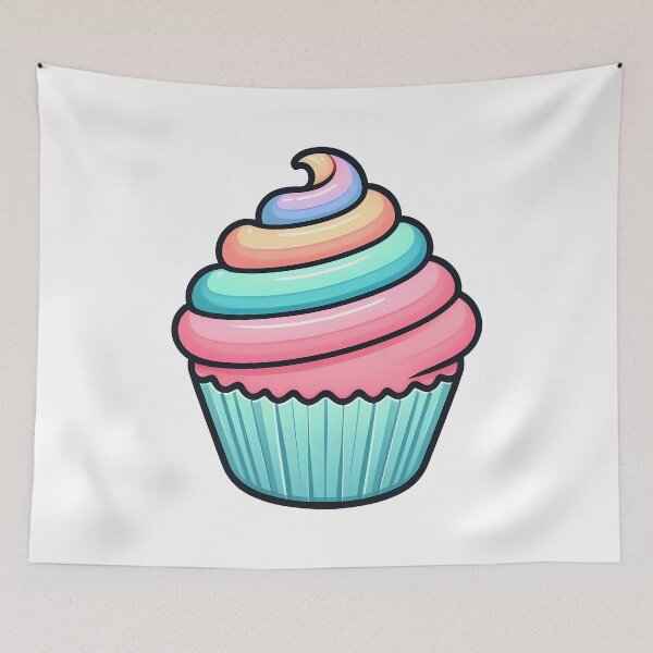 Item preview, Colorful Cupcake – Cute Dessert Illustration with Sweet Pastel Aesthetic designed and sold by BobaBunny76.