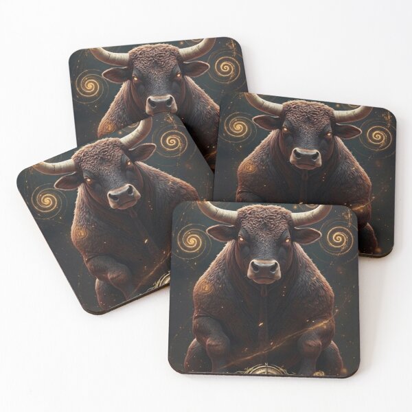 Item preview, Totem Celestial Taurus: Cosmic Bull with Golden Compass designed and sold by Mvolo.