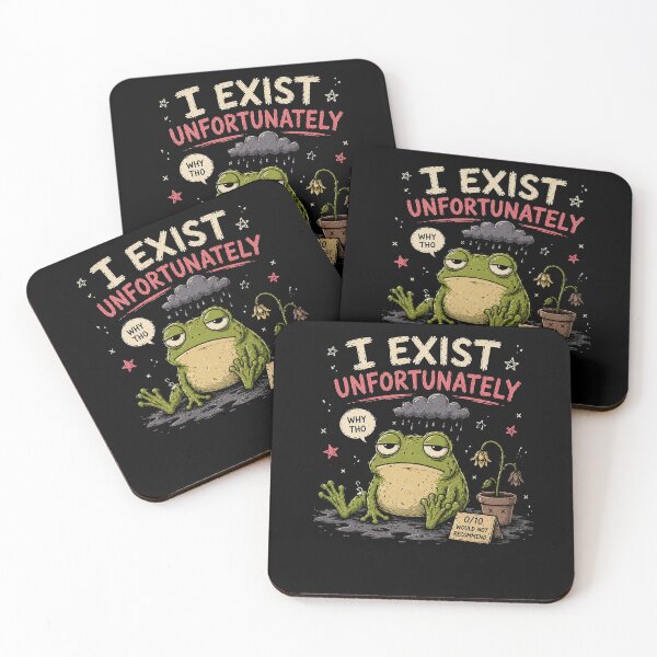 Item preview, I Exist Unfortunately Frog Funny Meme Design designed and sold by MotylekAnia.