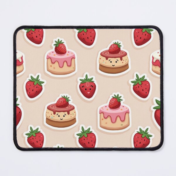 Item preview, Cute Strawberry Cakes with Smiling Cartoon Faces designed and sold by mittie101.