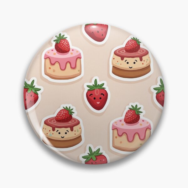 Item preview, Cute Strawberry Cakes with Smiling Cartoon Faces designed and sold by mittie101.