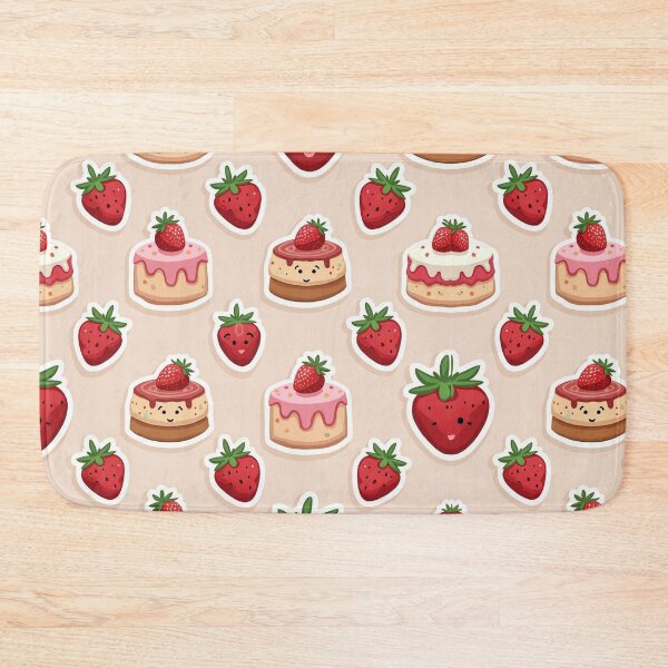 Item preview, Cute Strawberry Cakes with Smiling Cartoon Faces designed and sold by mittie101.