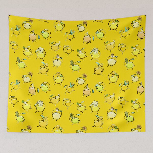 Item preview, Stardew Valley Yellow Orange Junimo Repeating Pattern Bright Background designed and sold by JurassicParkans.