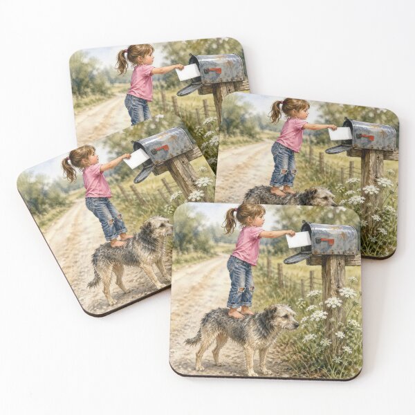 Item preview, Little Girl Standing on a Dog Mailing a Letter designed and sold by Maria Dryfhout.