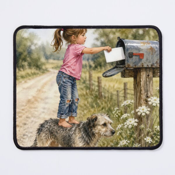 Item preview, Little Girl Standing on a Dog Mailing a Letter designed and sold by Maria Dryfhout.