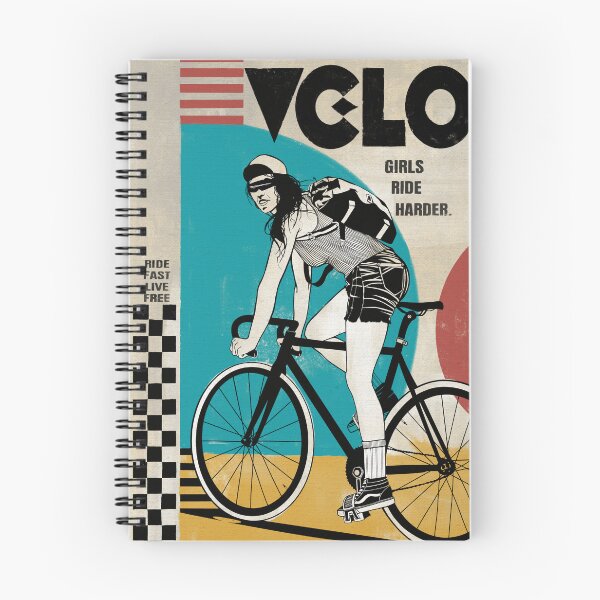 Item preview, Retro Cycling Poster Female Cyclist Girls Ride Harder Bike Art Print designed and sold by RiptideKiD.