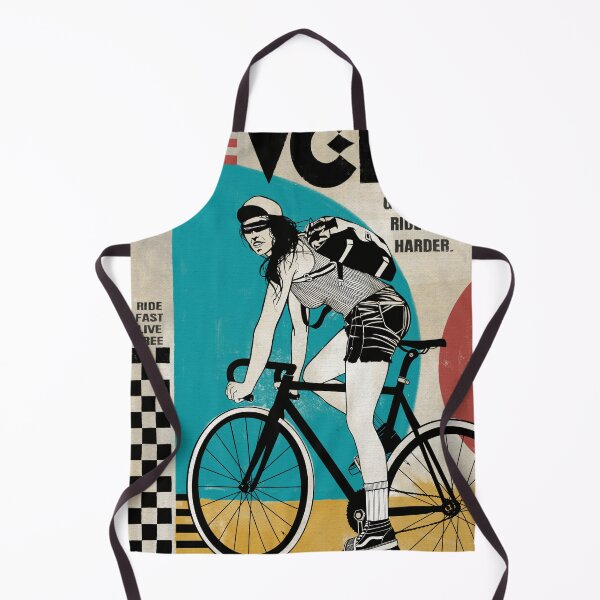 Artikelvorschau, Retro Cycling Poster Female Cyclist Girls Ride Harder Bike Art Print entworfen und verkauft von RiptideKiD.