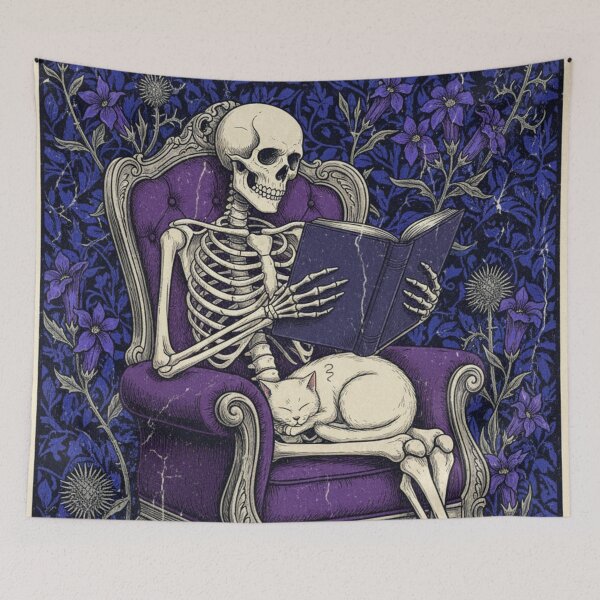 Item preview, The Coziest Company – Vintage Reading Skeleton designed and sold by HeyHas.