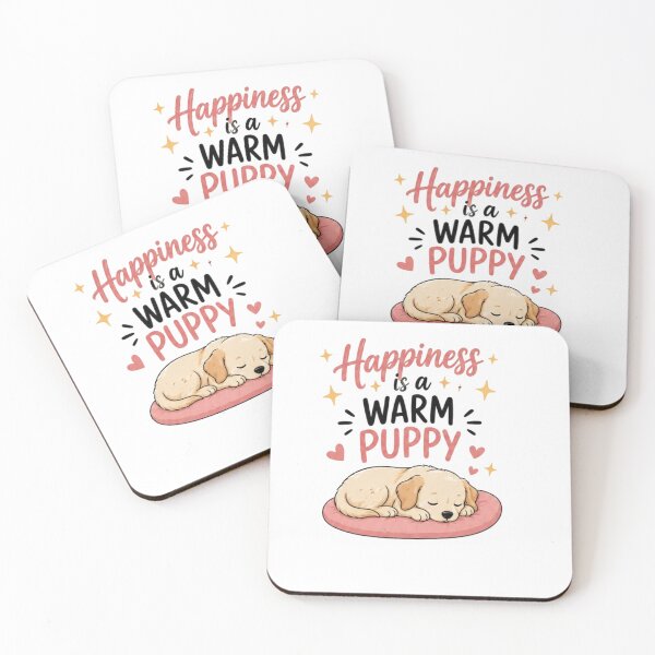 Item preview, Happiness is a Warm Puppy | Cute Cozy Dog Quote Design designed and sold by PoojaArtLab.
