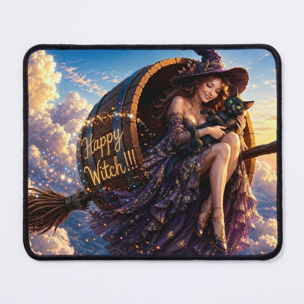 Item preview, Magical Sunset Flight | Whimsical Witch & Black Cat designed and sold by MagicMood Creations.