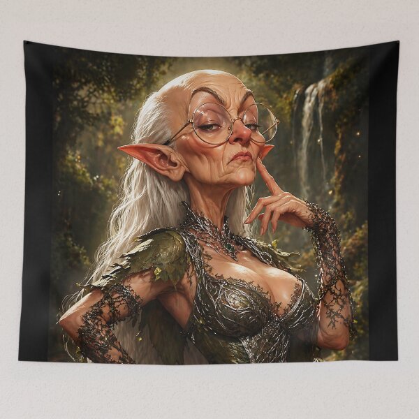 Item preview, Funny Judging Elf Grandma – Magical Forest Meme Character – Fantasy Caricature Portrait designed and sold by thor81pl.