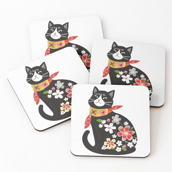 Item preview, Adorable Floral Tuxedo Cat designed and sold by xiao xuans.