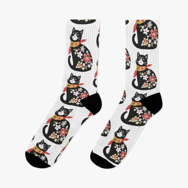 Item preview, Adorable Floral Tuxedo Cat designed and sold by xiao xuans.