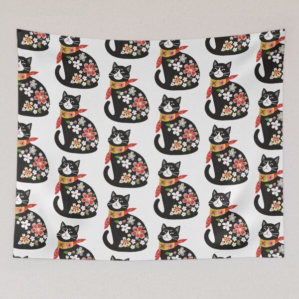 Item preview, Adorable Floral Tuxedo Cat designed and sold by xiao xuans.