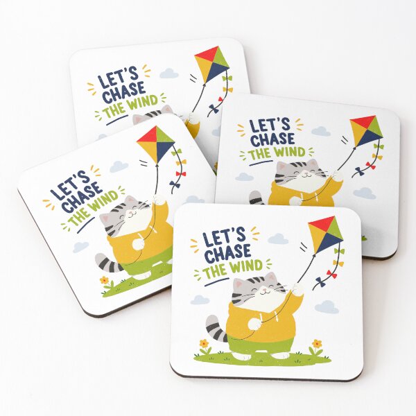 Item preview, Let`s Chase The Wind, Playful Cat Kite Adventure Cheerful Cartoon Scene designed and sold by Willorae.