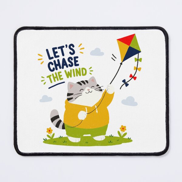 Item preview, Let`s Chase The Wind, Playful Cat Kite Adventure Cheerful Cartoon Scene designed and sold by Willorae.
