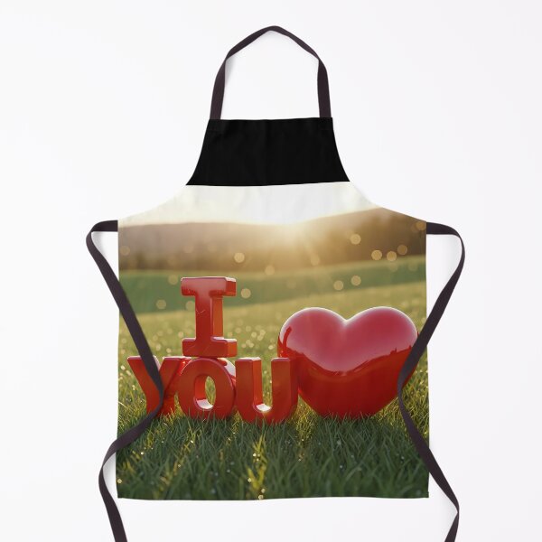 Item preview, Red 3D I Love You Text And Glossy Heart On Green Grass At Sunset designed and sold by Dreamy Armine Art.