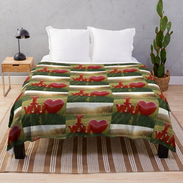 Item preview, Red 3D I Love You Text And Glossy Heart On Green Grass At Sunset designed and sold by Dreamy Armine Art.