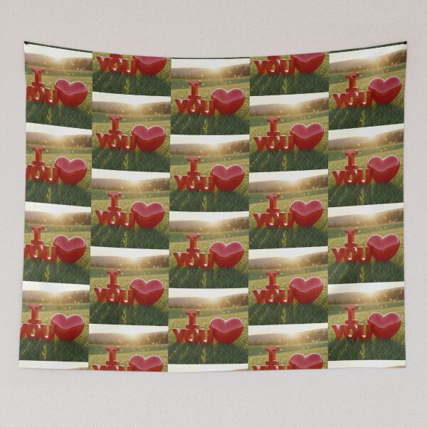 Item preview, Red 3D I Love You Text And Glossy Heart On Green Grass At Sunset designed and sold by Dreamy Armine Art.