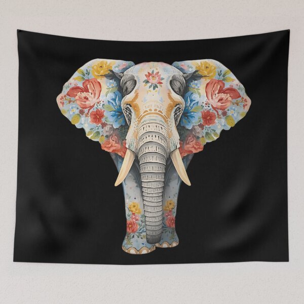 Item preview, Elephant and flowers designed and sold by uunaa.