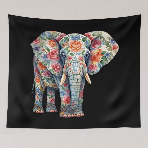 Item preview,  Elephant and flowers designed and sold by uunaa.