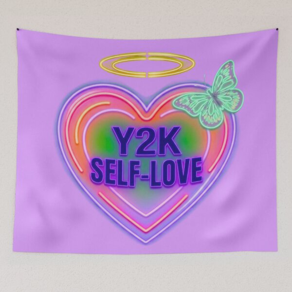 Item preview, Y2K Self-Love Neon Heart with Halo and Butterfly - Retro 2000s Aesthetic designed and sold by Good Vibes .