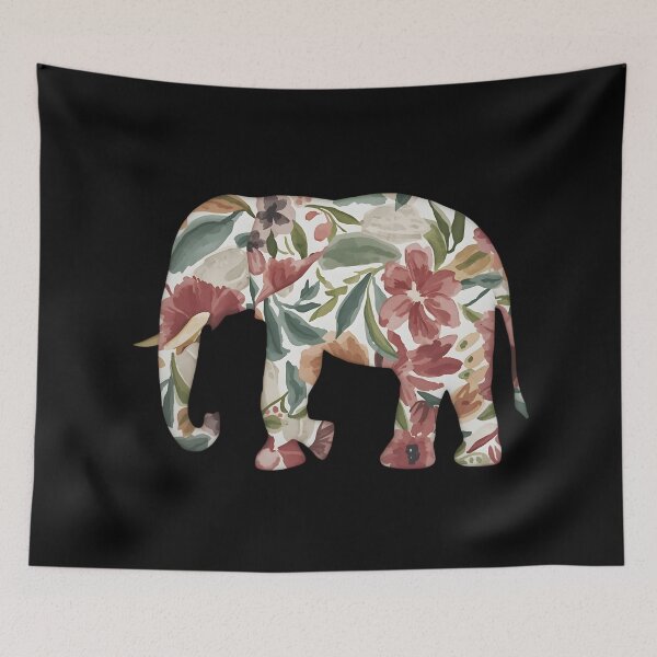 Item preview, Elephant and flowers designed and sold by uunaa.