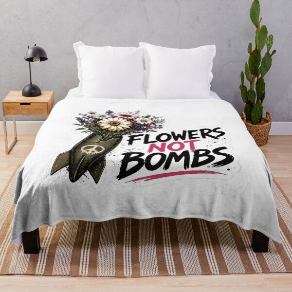 Item preview, Flowers Not Bombs T-Shirt – Peace Anti War Floral Design designed and sold by Puraenergia Stickers.