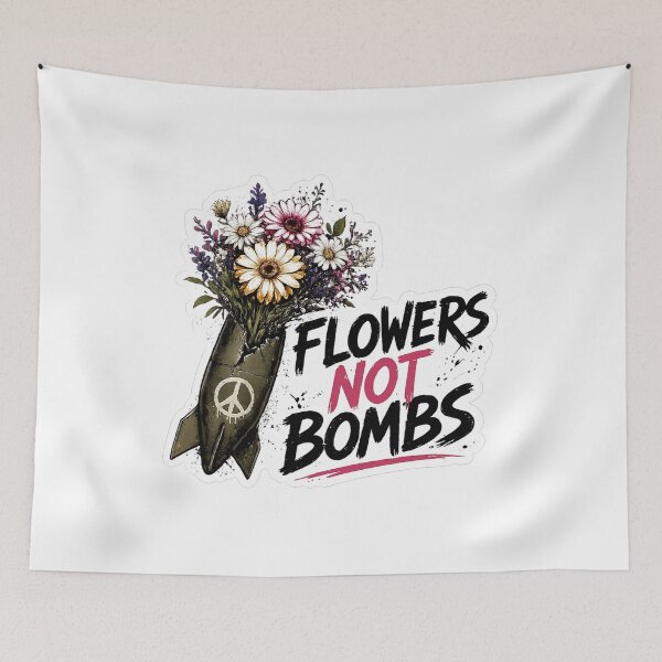 Item preview, Flowers Not Bombs T-Shirt – Peace Anti War Floral Design designed and sold by Puraenergia Stickers.