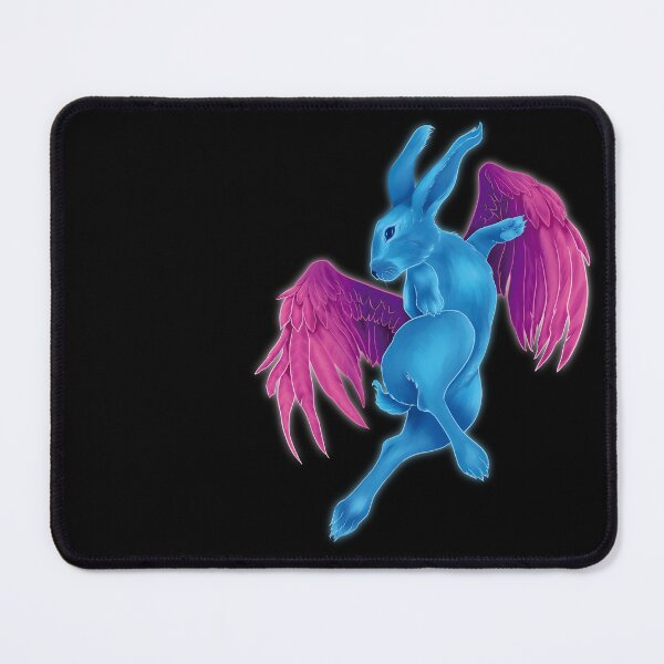 Item preview, Light blue rabbit with magenta wings in synthwave style designed and sold by PortalSombra.