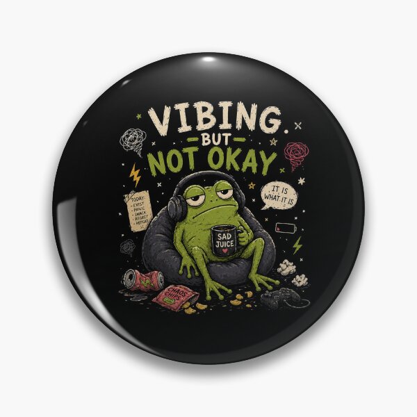 Item preview, Vibrando pero no bien: diseño de meme divertido de rana sobre el estado de ánimo agotado designed and sold by MotylekAnia.