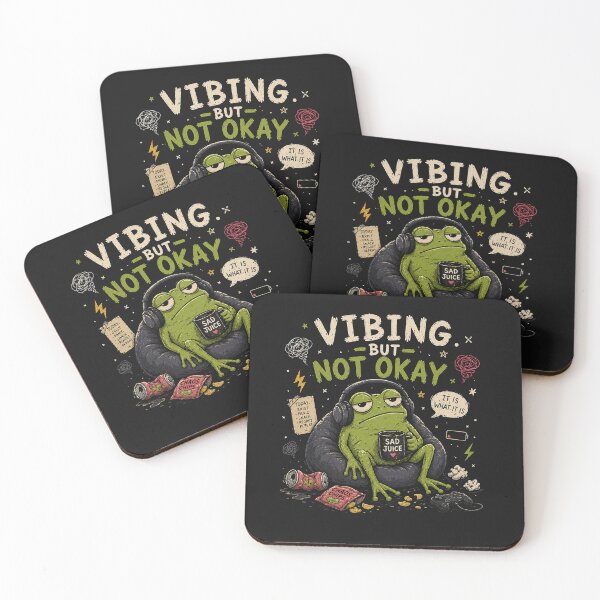 Item preview, Vibing But Not Okay Frog Funny Burnout Mood Meme Design designed and sold by MotylekAnia.