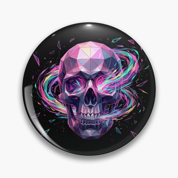 Item preview, Polygonal Neon Skull with Swirling Vaporwave Energy Trails and scattered Triangles designed and sold by Wild Hare.