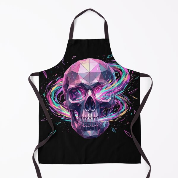 Item preview, Polygonal Neon Skull with Swirling Vaporwave Energy Trails and scattered Triangles designed and sold by Wild Hare.