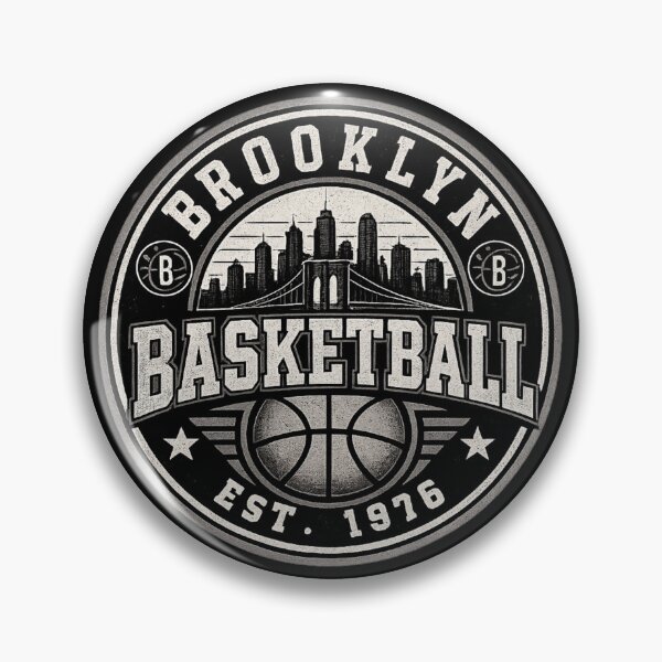 Item preview, Brooklyn Basketball Shirt – Vintage NYC Hoops Badge Tee – Black White Retro Design designed and sold by TKOprintdesigns.