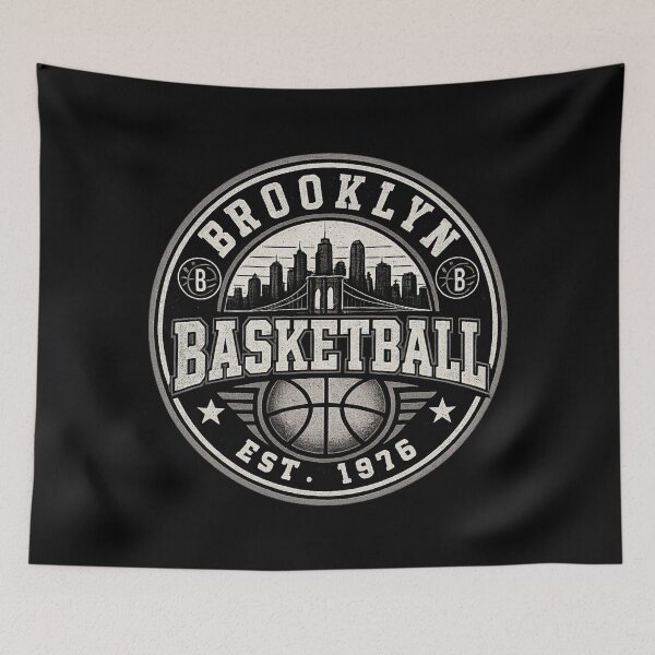 Item preview, Brooklyn Basketball Shirt – Vintage NYC Hoops Badge Tee – Black White Retro Design designed and sold by TKOprintdesigns.