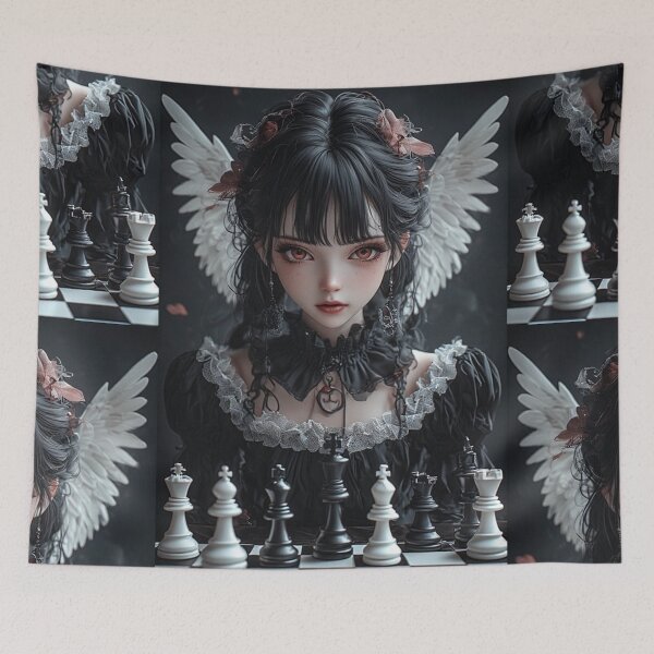 Item preview, Gothic angel girl and chess designed and sold by ArtsJulian.